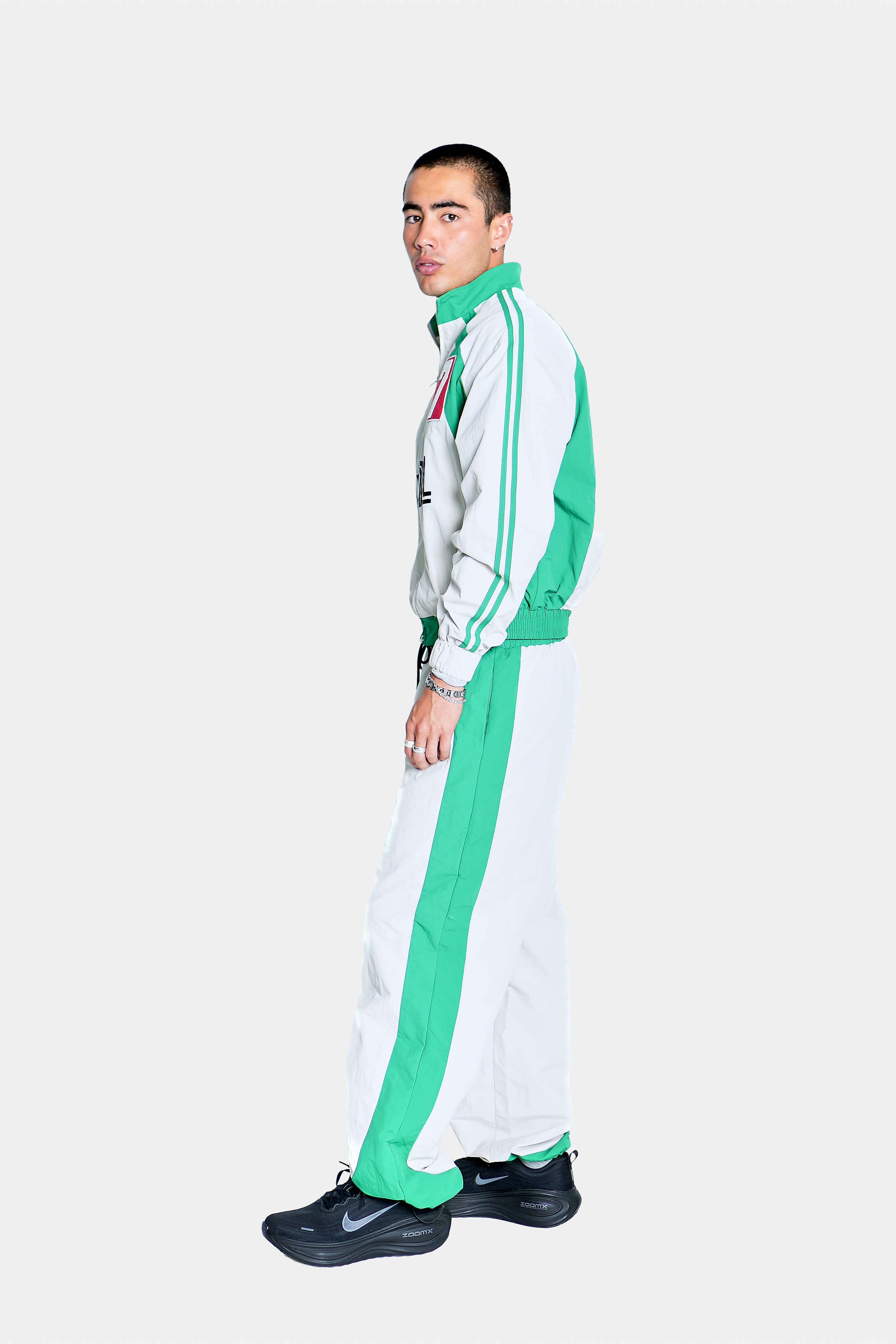 7th Club Track Jacket – Green/Heather Gray