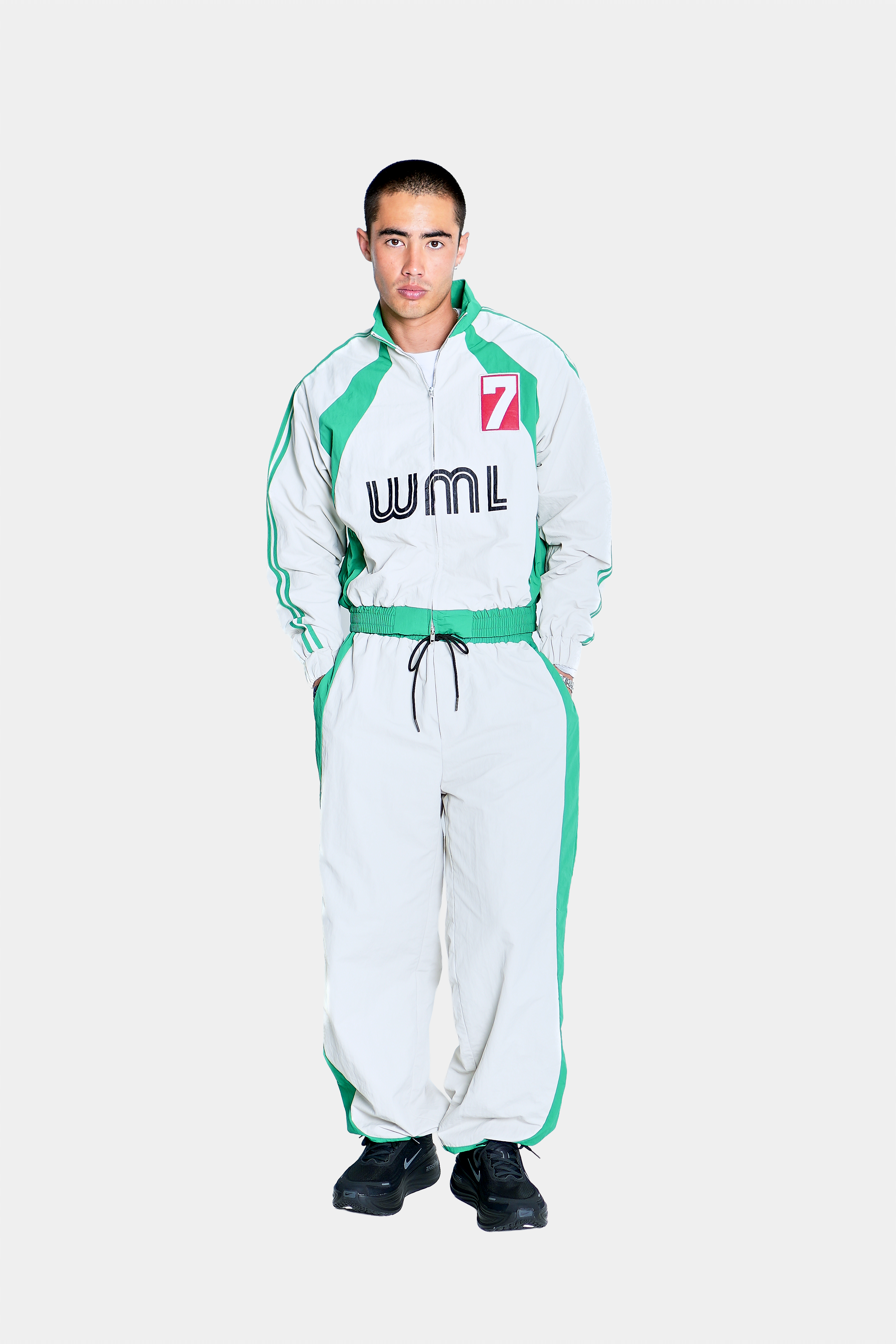 7th Club Track Jacket – Green/Heather Gray