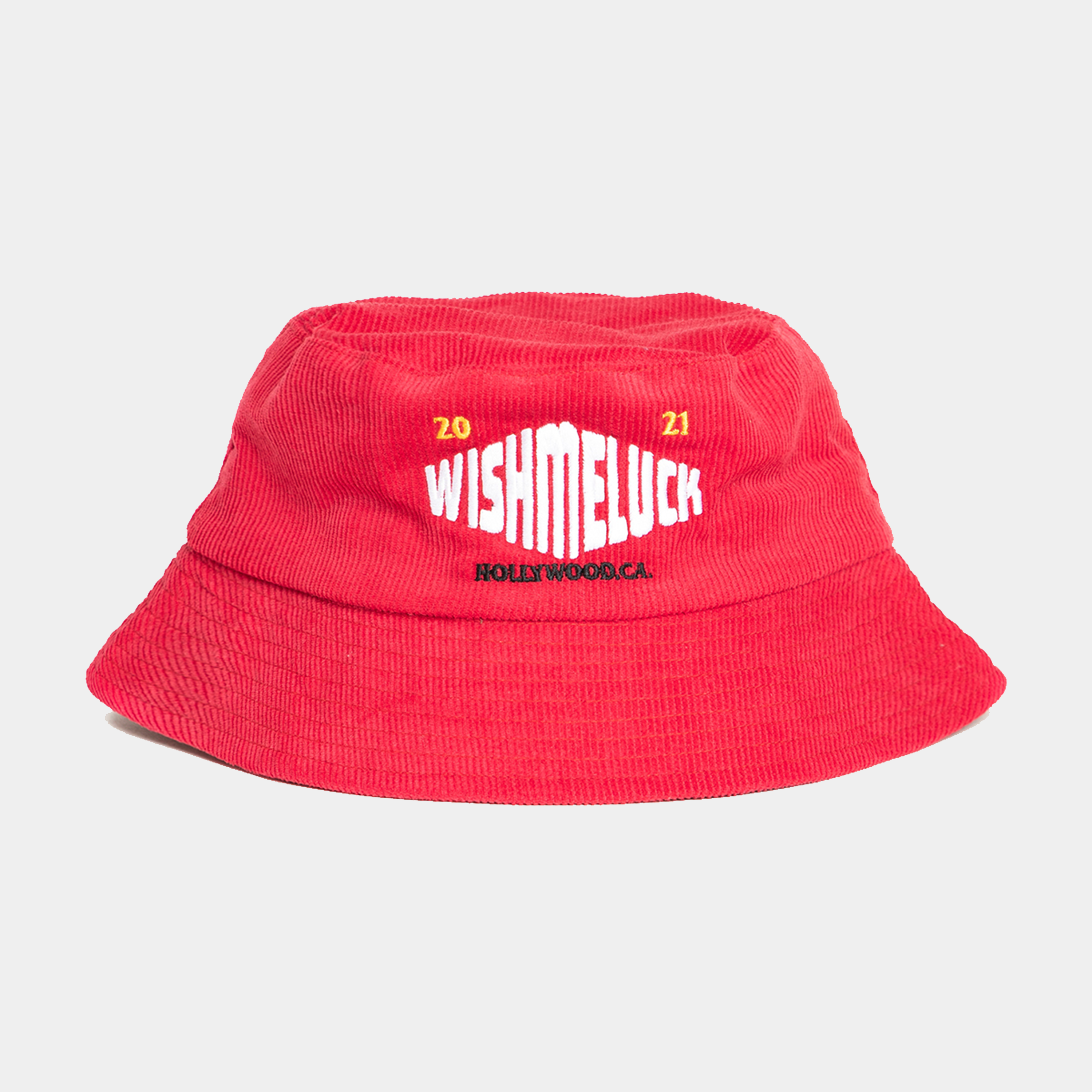 RED WISH ME LUCK CORDUROY BUCKET HAT