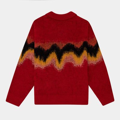 RED TO DYE FOR HEAVY WEIGHT MOHAIR QUATER ZIP SWEATER