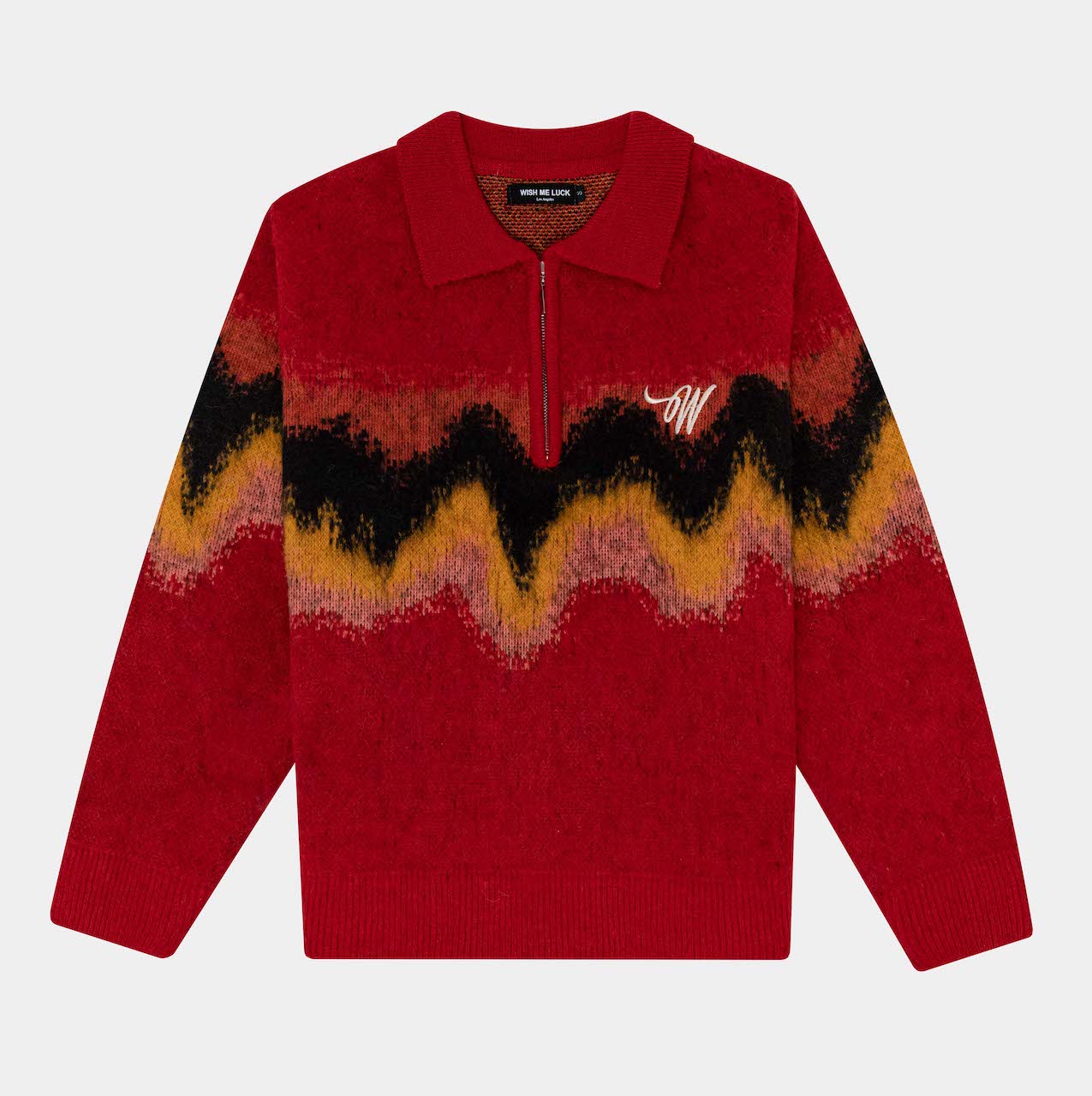 RED TO DYE FOR HEAVY WEIGHT MOHAIR QUATER ZIP SWEATER