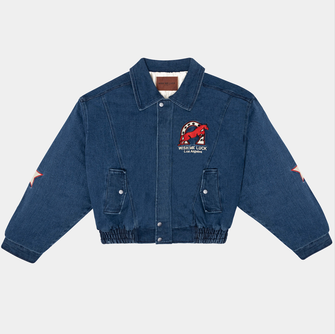 DENIM CROPPED LEAGUE BOMBER (SOLD OUT)